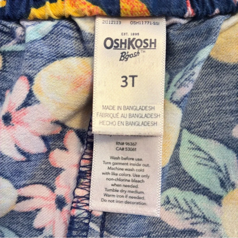 OshKosh B'gosh Toddler Girl's Shorts Pink Denim & Lemon Print Sun Short Size 3T